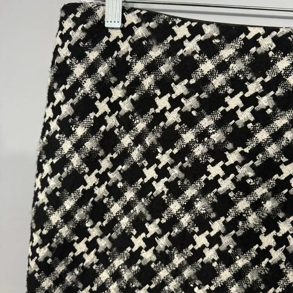 NWT Dalia Collection Wool Blend Short Pencil Skirt Size 8 Black & White Tweed - Picture 4 of 9